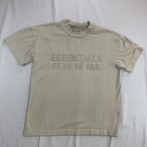 Fear Of God Essentials Shirt Youth 10 Beige Kids Logo Tee Streetwear .
